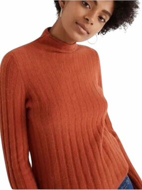 Madewell Ribbed Mock Neck Wool Alpaca Sweater Rust Size XS #2204